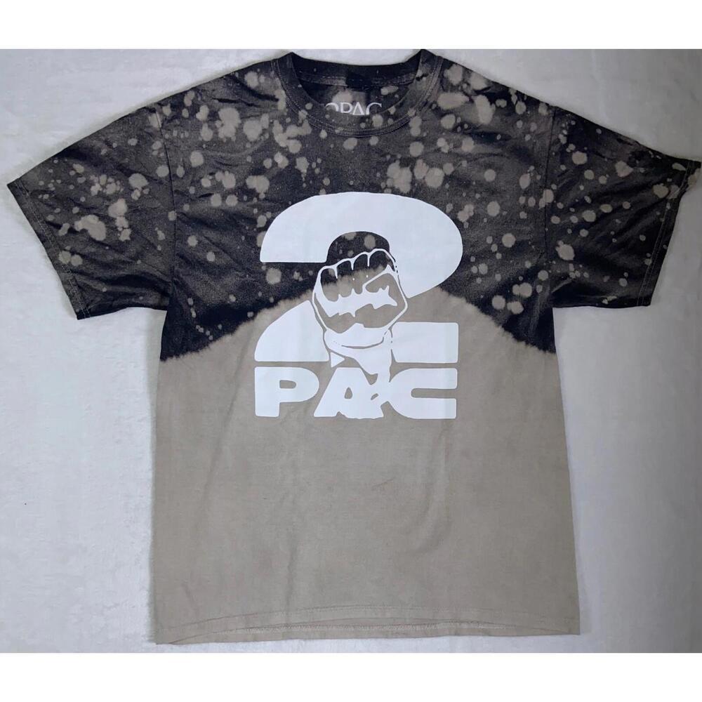 Tupac Shirt Mens Medium Gray 2pac Rap Tee Hip Hop Tie Dye Crewneck Short Sleeve